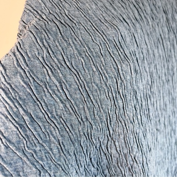 J. Jill Pure Jill Blue Round Neck 3/4 Sleeve Scrunched Cotton Fabric Top Small - Picture 6 of 7